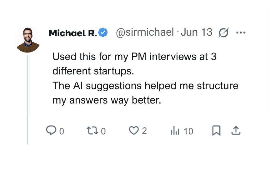 Review from Roberto S., Security Engineer at Cloudflare — AI Interview Copilot